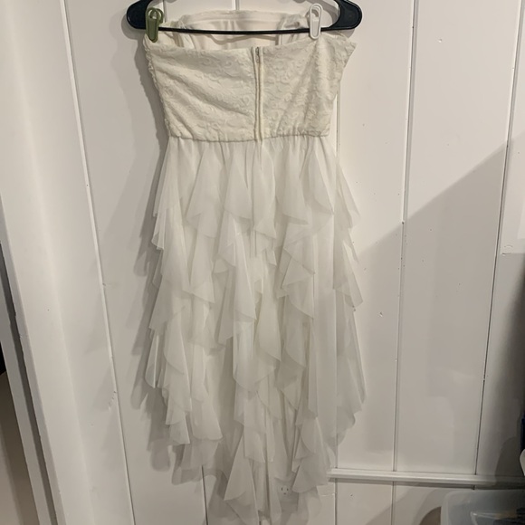Formal Off White Lace Tulle High Low Dress Size 9 - Picture 3 of 9